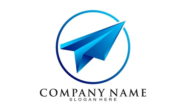 Design Logotipo Avião Papel Azul Elegante —  Vetores de Stock