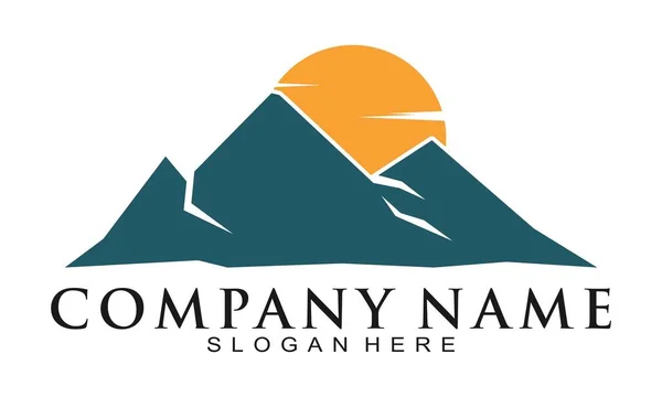 Montanha Sol Ilustração Logotipo Vetor — Vetor de Stock