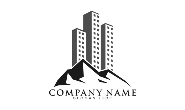 Λογότυπο Φορέα Βουνού Και Κτιρίου — Διανυσματικό Αρχείο
