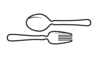 Kaşık ve çatal illüstrasyon vektör tasarımı