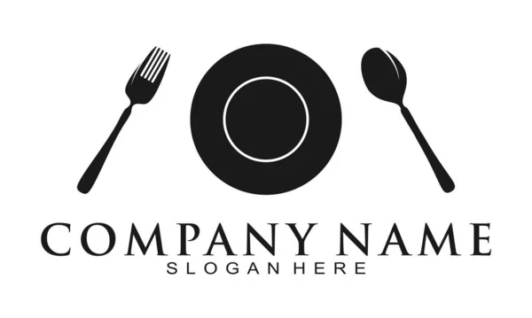 Çatal, tabak ve kaşık çizim vektör logosu