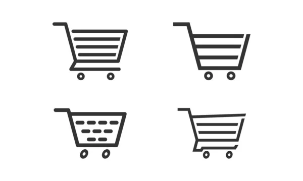 Shopping Trolley Set Illustration Vector Logo — Vetor de Stock