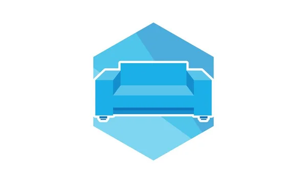 Blue Sofa Polygon Vector Icon — Vetor de Stock