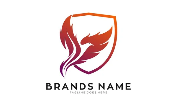 Bird and shield illustration logo design