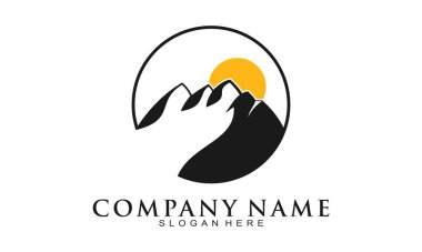 Zarif tepeler ve güneş vektör logosu