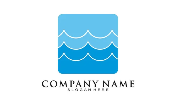 Logotipo Ícone Quadrado Onda Mar — Vetor de Stock
