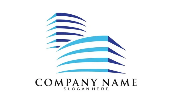 Blue Building Symbol Logo Design — Vector de stock