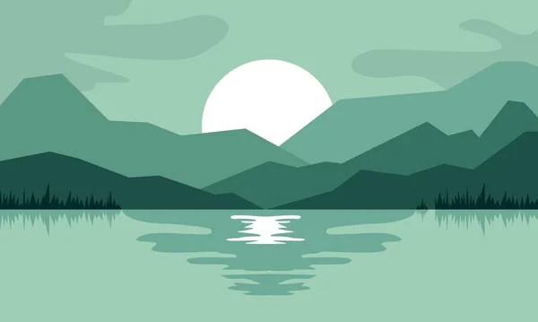 湖水与山水相映成趣 — 图库矢量图片