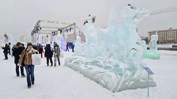 Festival Ice Snow Figures Gorky Park Moscow — Stock Photo, Image