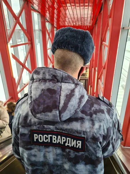 Moskva Rusko Února2022 Strážce Služební Uniformě — Stock fotografie