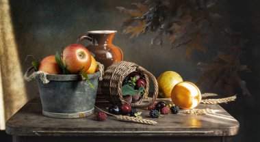 Sonbahar meyve ve böğürtlen paneli