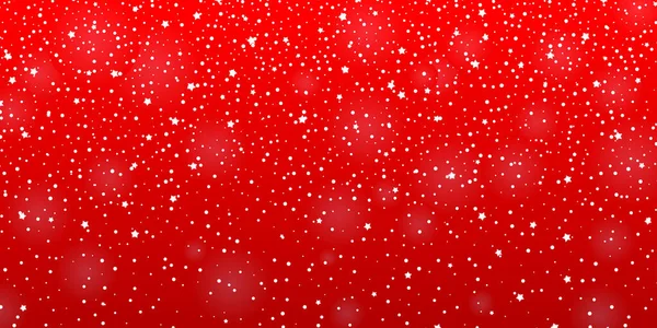 Fondo Navidad Abstracto Con Nieve Estrellas Rojo Ilustración Vectorial — Vector de stock
