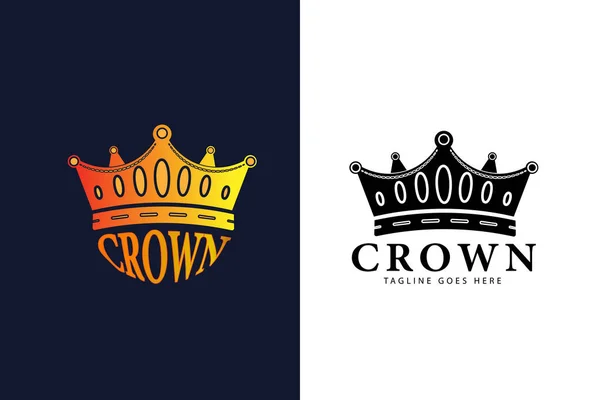 Koning Kroon Koningin Koning Privilege Logo Ontwerp Met Moderne Minimalistische — Stockvector
