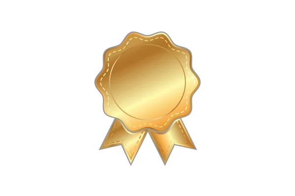 Gold Medal Winner Gold Ribbon Badge Medal Template Vector Illustration — Stock Vector
