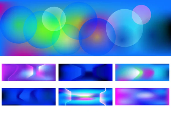 带光滑设计光梯度的独特液泡形状抽象背景集合 — 图库矢量图片