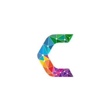 letter c design with polygon lines