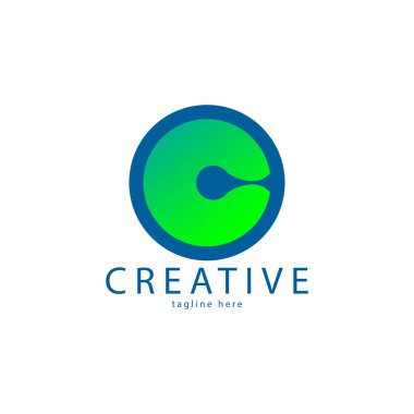 Letter C Negative Space Logo Design Template.white background clipart