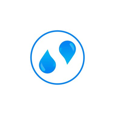 vector blue water drop. flat drop logo shape with circle