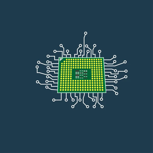 Diseño Vectores Plantilla Logotipo Tecnología Emblema Concepto Diseño Microprocesador Cpu — Vector de stock