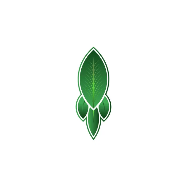 Silhouette Vector Creative Rocket Leaf Logo Template Design —  Vetores de Stock