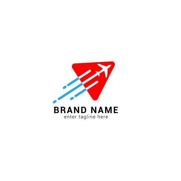 Media Play Plane Pixel Logo Design Template — Stock vektor