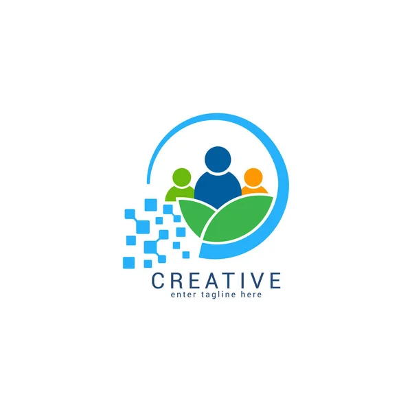 Family Environmental Care Logo Design Template Technology Elements — Archivo Imágenes Vectoriales