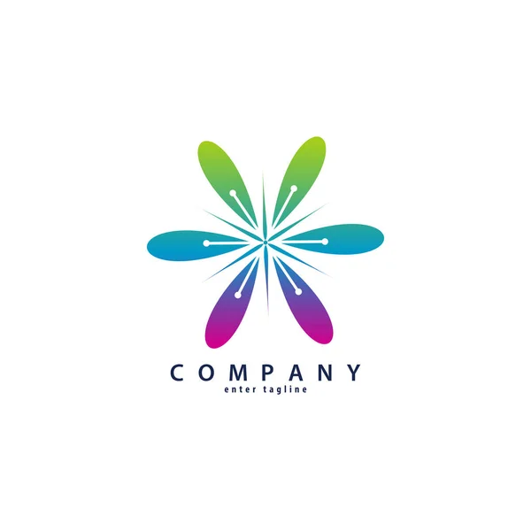 Ornament Shape Digital Leaf Logo Design Template — Stockvector
