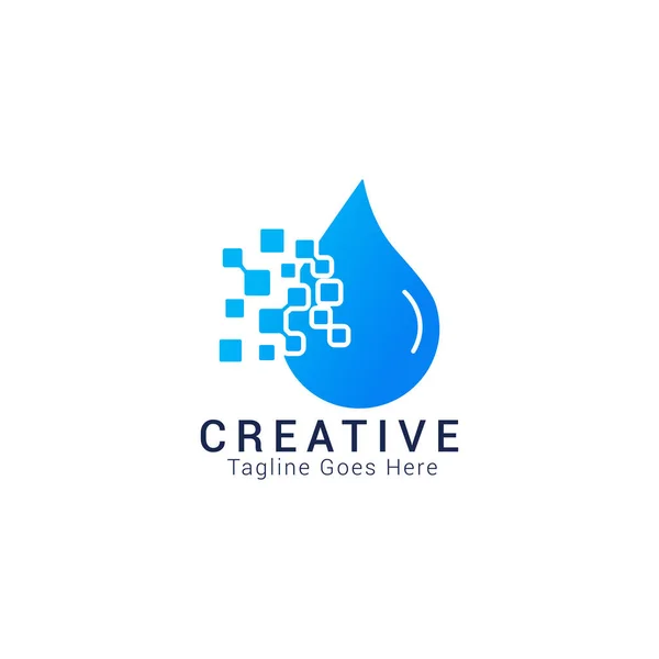Water Drop Logo Design Element Technology Water Drop Icon Illustration — Stok Vektör