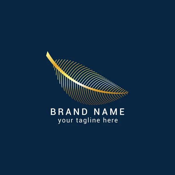 Fibrous Leaf Tree Element Logo Design Golden Color Luxury Concept — стоковый вектор