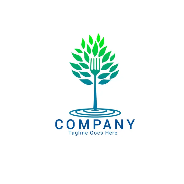 Healthy Food Logo Design Template Leaves Concept — Image vectorielle