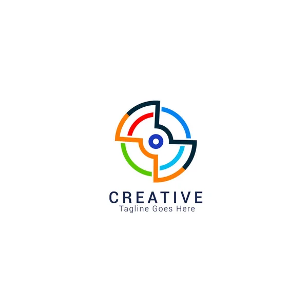 Portal Logo Design Circle Concept Template Element — Stok Vektör