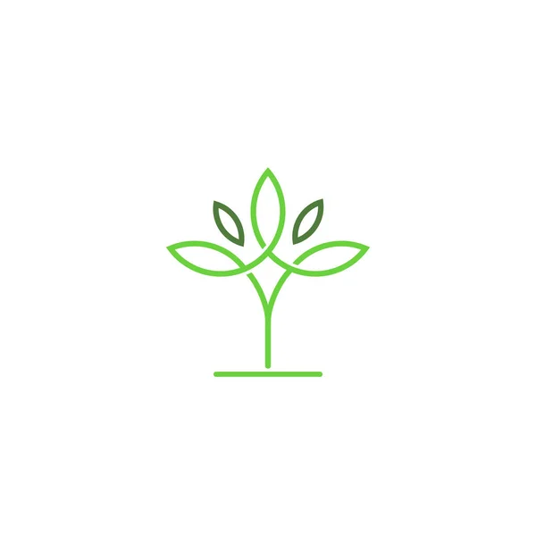 Cbd Cannabis Marijuana Pot Hemp Leaf Line Art Style Logo — Vettoriale Stock