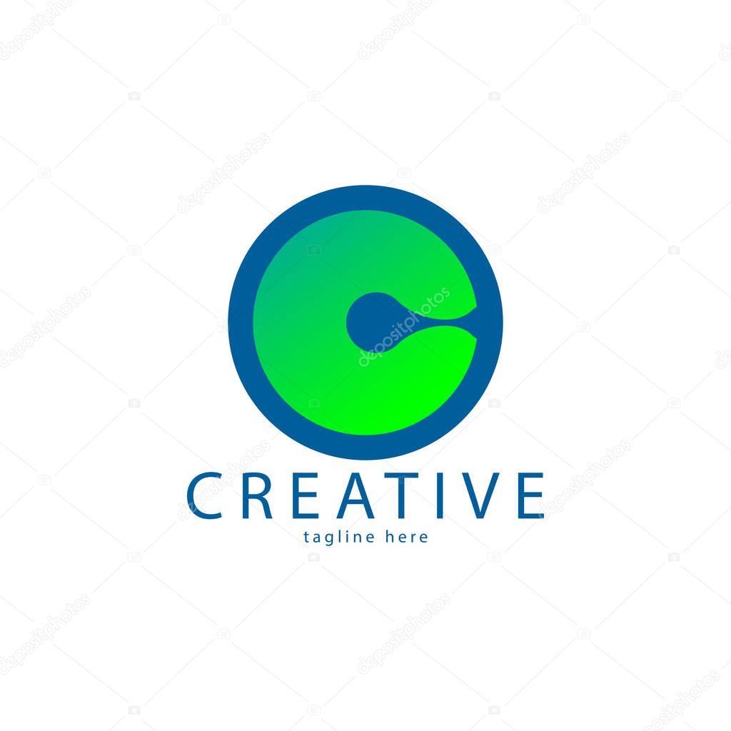 Letter C Negative Space Logo Design Template.white background