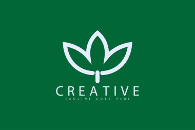 Green tree leaf vector logo design isolated on white background