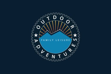 Mountain Logo Design Template Inspiration with sunshine and beautiful line curves, Vector Illustration.