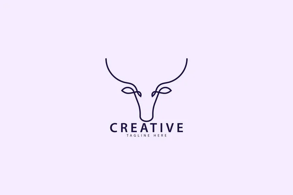 Bull Logo Design Lines — Vettoriale Stock