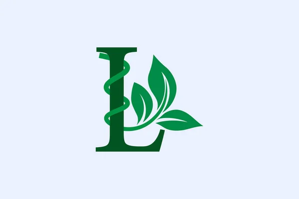 Letra Logotipo Diseño Hojas Sobre Fondo Blanco — Vector de stock