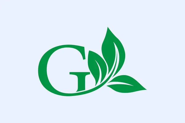 Logo Leaves Dark Green Color Vector Illustration Line Lettering Symbol — Stock vektor