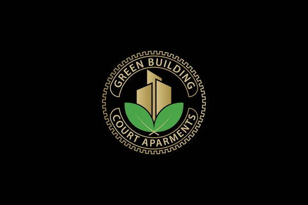 Natural Landscape Logo City Apartment Building Leaf Symbol Design — Stockvektor