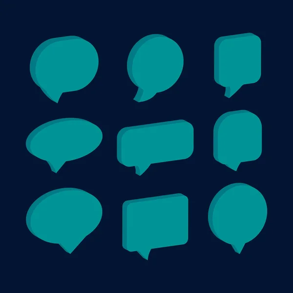 Jonge Turquoise Begroeting Chat Pictogram Collectie Set Poster Sticker Concept — Stockvector