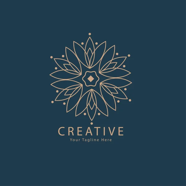 Beautiful Ornamental Flower Line Art Style Logo Unique Design Feminine — Image vectorielle