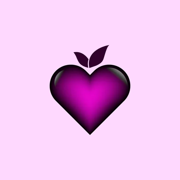 Heart Logo Design Vector Template Love Valentine Fruit Symbol Cardiology — Stockvektor