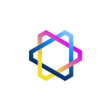 Üst üste binen yıldız şeklinin vektör logosu. Gradyantasyon vektör illüstrasyon logo tasarımı