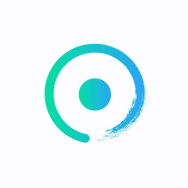 O Fırça Vuruşu Logo Tasarımı. Zarif Çember Vektör Tasarımlı Siyah Boya Logo Harf Simgesi Simgesi.