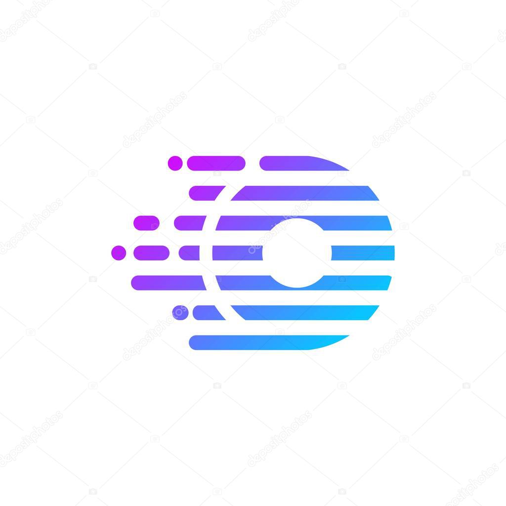 Letter O initial logo with motion lines accent at high speed