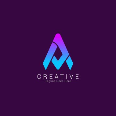 Harf A logo tasarımı modern konsepte sahip elementler