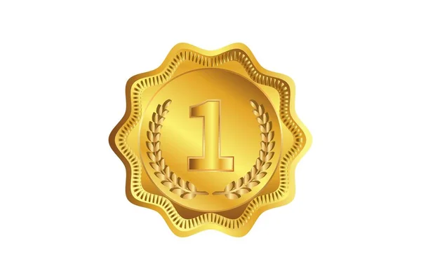 Gold Medal Vector Golden 1St Place Badge Sports Game Golden — Stock Vector
