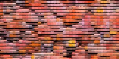 brick wall of red color, wide panorama of masonry is perfect for your company background