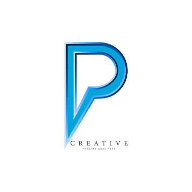 P harfi logo tasarım şablonu ögeleri