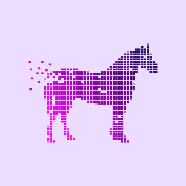 Horse Element Logo Design Pixel Shape Gradient Color — Stock Vector